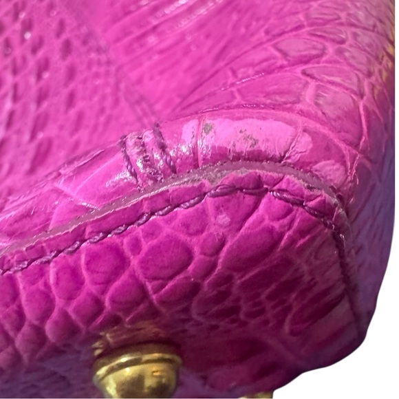 Brahmin Carla Fushsia Croc Embossed Leather Tote Purse Pink Shopper Shoulder Bag - Picture 16 of 16